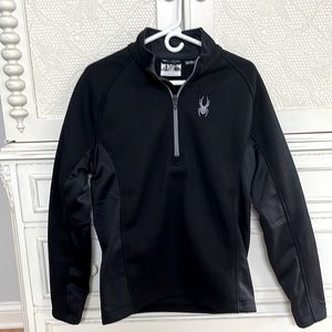Mens medium 3/4 zip Spyder pull over in black.